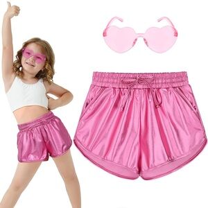 NWT Metallic Shorts Party‎ Outfit with Sunglasses Sz 8-9Y